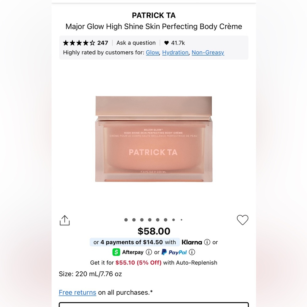 🌺PATRICK TA Major Glow High Shine Skin Perfecting Body — Rose Gold